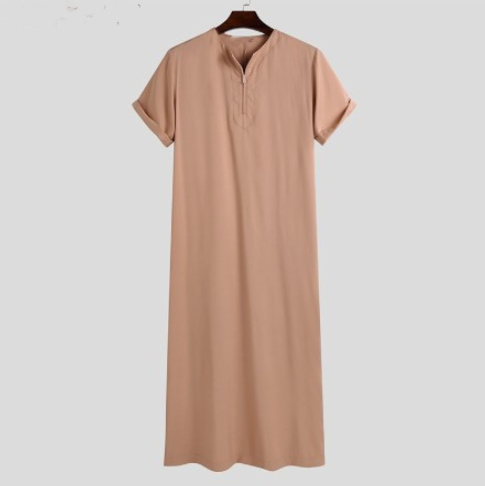 Men's Solid Color Jubba Thobe with Stand Collar