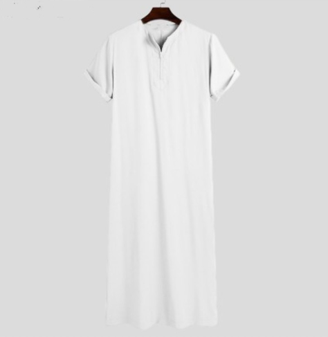 Men's Solid Color Jubba Thobe with Stand Collar