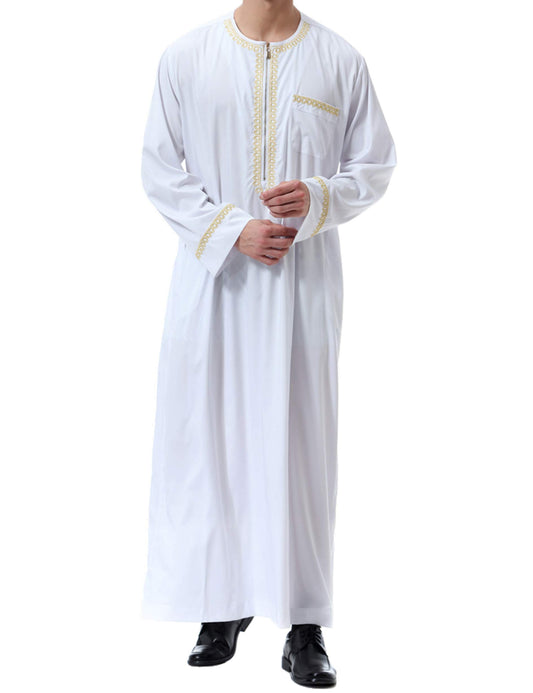 Zayd Embroidered White Thobe